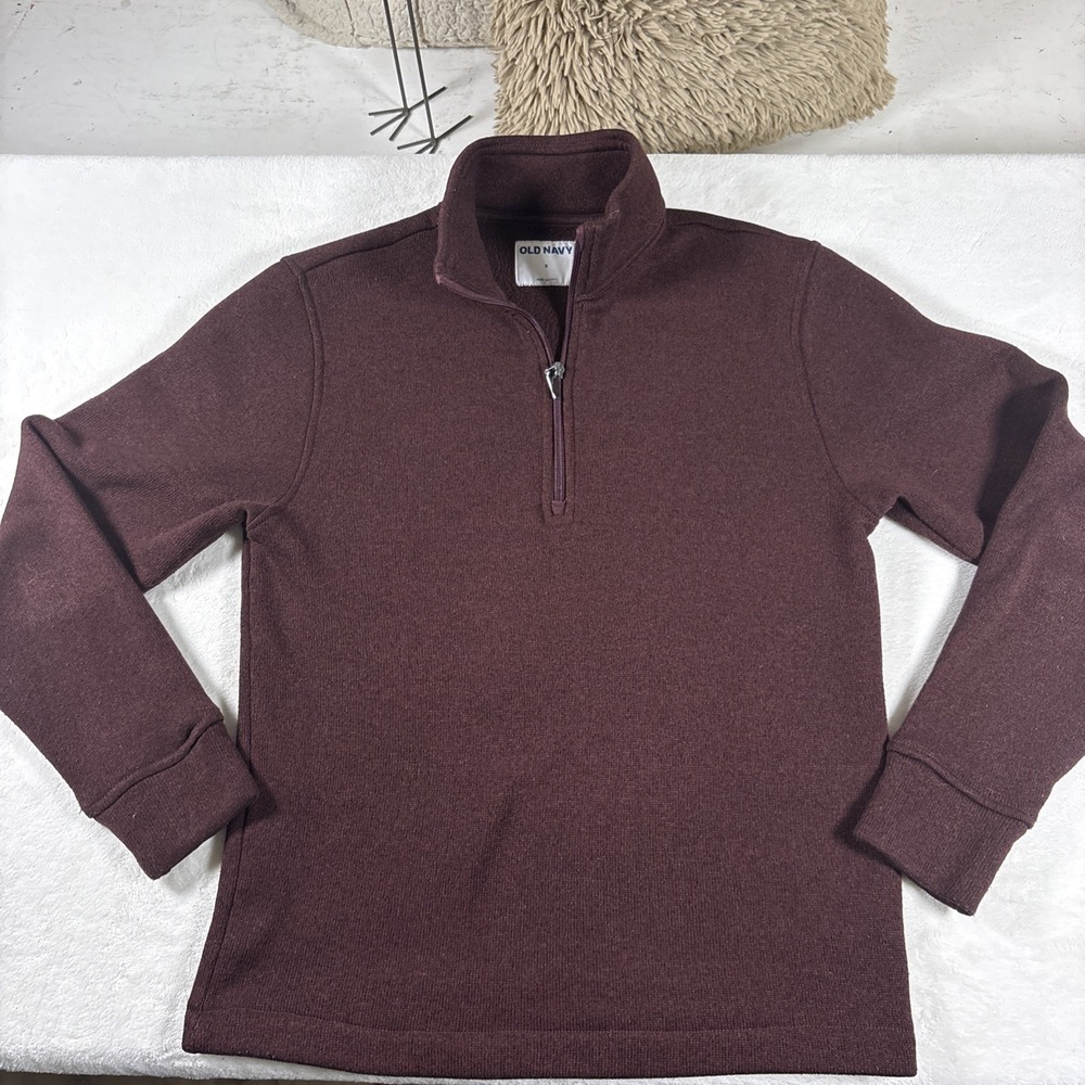 Old Navy Mens Sweater Fleece Quarter Zip Pullover Burgundy Maroon Size Small